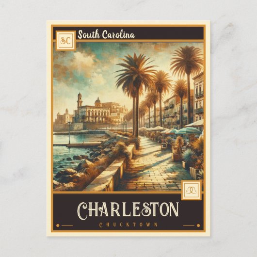 Carte Postale Charleston, Caroline du Sud | VINTAGE (Devant)
