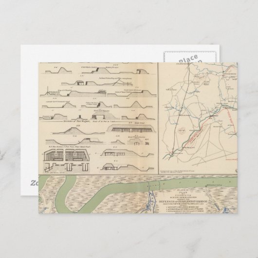 Carte Postale Charleston Harbour, Armée des opérations Potomac (Devant / Derrière)