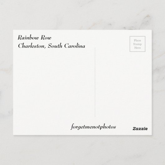 Carte Postale Charleston Rainbow Row Maisons (Dos)