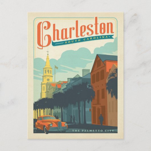 Carte Postale Charleston, SC - La ville de Palmetto (Devant)