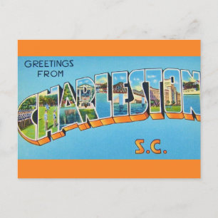 Carte Postale Charleston SC salutation colorée