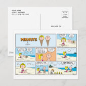 Carte Postale Charlie Brown & Glace Sally À La Plage (Devant / Derrière)
