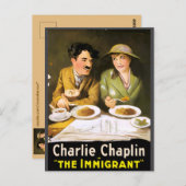 Carte Postale Charlie Chaplin/Carte Postale Des Immigrants (Devant / Derrière)
