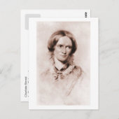 Carte Postale Charlotte Brontë sepia portrait par George Richmon (Devant / Derrière)