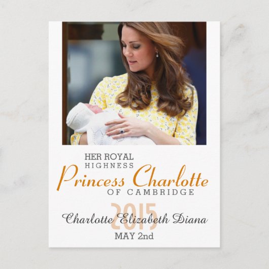 Carte Postale Charlotte Elizabeth Diana - Britannique Will Kate (Devant)