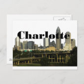 Carte Postale Charlotte NC Skyline avec Charlotte dans le ciel (Devant / Derrière)