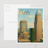 Carte postale Charlotte NC Watercolor Skyline Trav (Devant / Derrière)