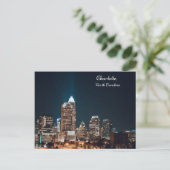 Carte Postale Charlotte North Carolina City Skyline Nuit (Debout devant)