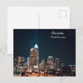 Carte Postale Charlotte North Carolina City Skyline Nuit (Devant / Derrière)
