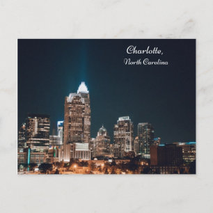 Carte Postale Charlotte North Carolina City Skyline Nuit