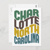Carte Postale Charlotte North Carolina Retro Wave (Devant / Derrière)