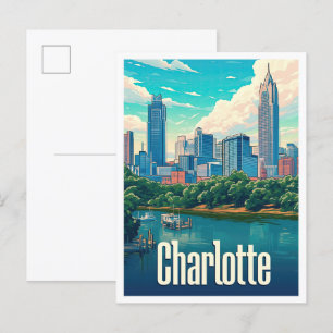 Carte Postale Charlotte North Carolina USA Illustration de voyag