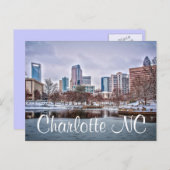 Carte Postale Charlotte skyline dans la neige NC (Devant / Derrière)