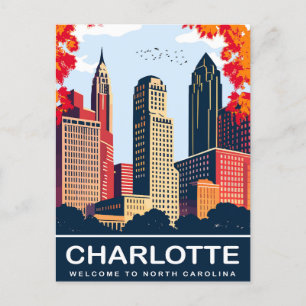 Carte Postale Charlotte, Ville en Automne, Caroline du Nord, Voy