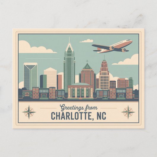 Carte postale Charlotte vintage | Salutations de (Devant)