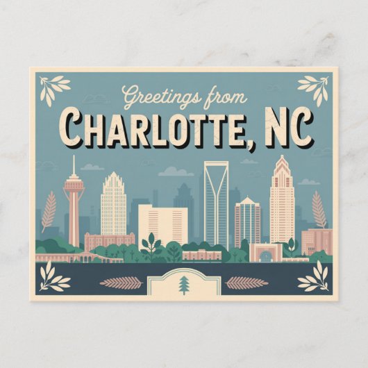 Carte postale Charlotte vintage | Salutations de (Devant)