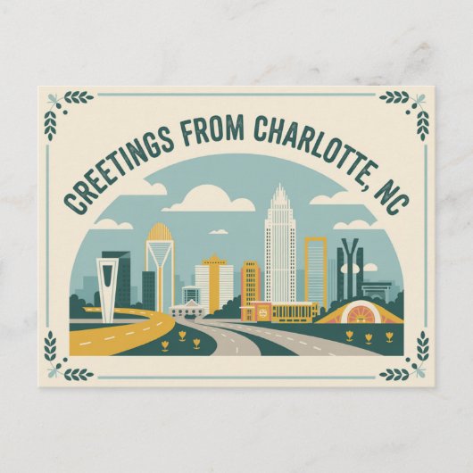 Carte postale Charlotte vintage | Salutations de (Devant)