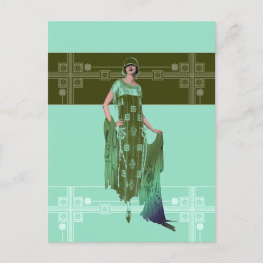 Carte Postale CHARLOTTE'S SHAWL, 1920 Mode à la menthe et à l'ol (Devant)