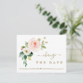 Carte Postale Charm rose Fleurs blanches Mariage Reporté (Debout devant)
