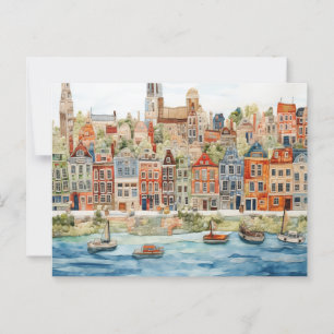 Carte Postale Charmant aquarelle Cityscape belge