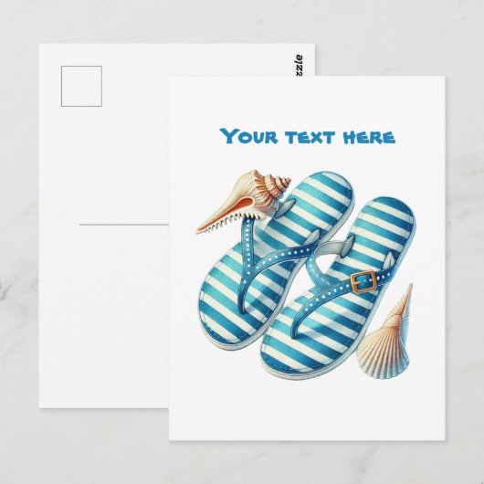 Carte Postale Charmant flipflops de plage (Devant / Derrière)