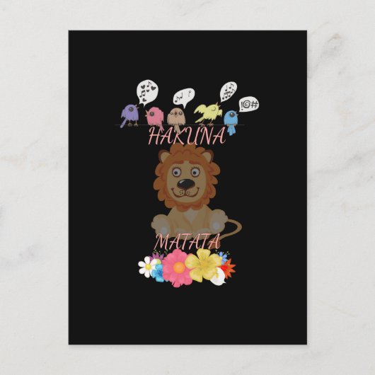 Carte Postale Charmant "Flora and Fauna Hakuna Matata" Lion bébé (Devant)