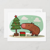 Carte Postale Charmant Jouer Capybara de Noël Dessin (Devant / Derrière)