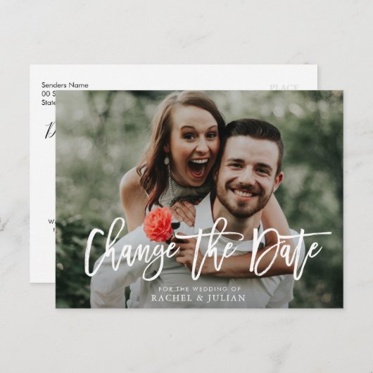 Carte Postale Charmant lettrage modifier la photo de date (Devant / Derrière)
