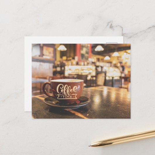 Carte Postale Charmant Moment Café (Devant/Arrière en situation)