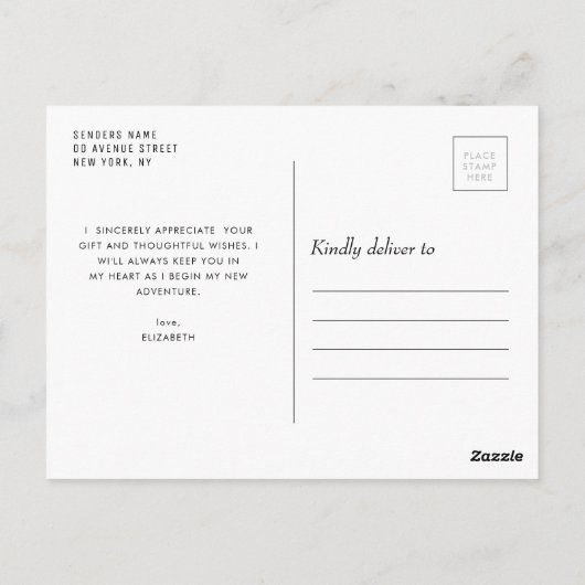 Carte Postale charmant script moderne merci diplôme (Dos)