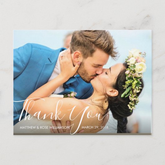 Carte Postale charmant script | Remerciements pour mariage (Devant)