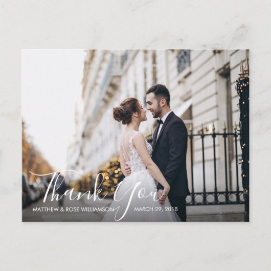 Carte Postale charmant script | Remerciements pour mariage (Devant)