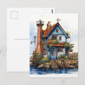 Carte Postale Charmante Petite Shopping Balnéaire (Devant / Derrière)