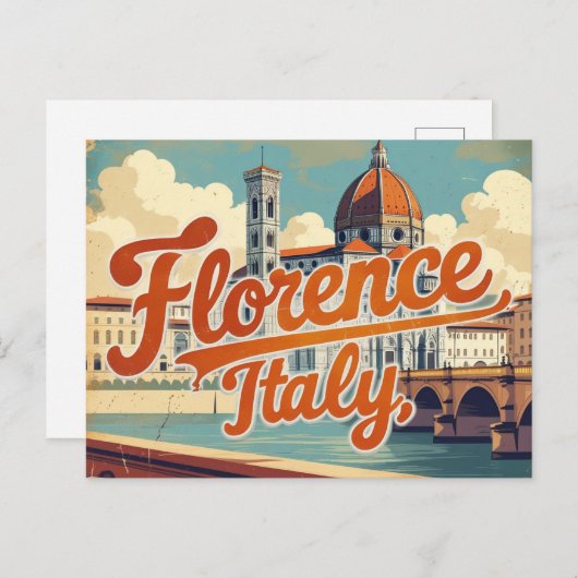 Carte Postale Charmante vue sur Florence (Devant / Derrière)