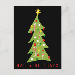 Carte Postale Charme Arbre de Noël Simple Mignonne Noël