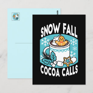 Carte Postale Charme d'hiver et cacao chaud - Appels de cacao d'