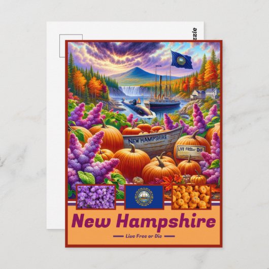 Carte Postale Charme du New Hampshire Merveilles Scéniques (Devant / Derrière)