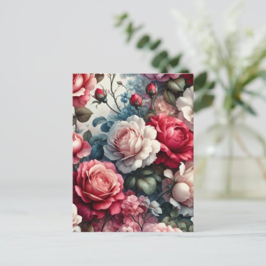 Carte Postale Charme Floral Rose intemporel (Debout devant)