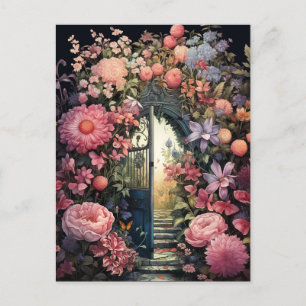 Carte Postale Charme Rétro du Jardin Secret Élégante Florale