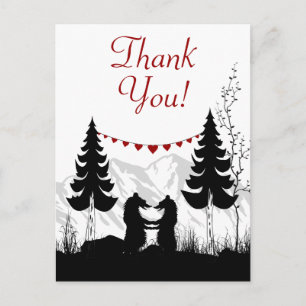 Carte Postale Charme Silhouette Ours de Montagne Merci