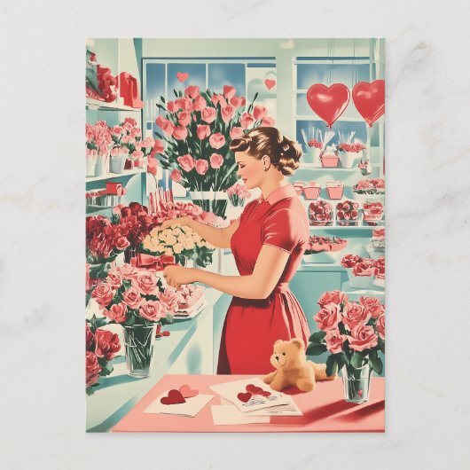 Carte Postale Charme Vintage Flower Shop (Devant)