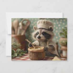 Carte Postale Charming and Cute Raccoon Chef Stirring a Bowl