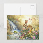 Carte Postale Charming Bunny & Frog Aquarelle style (Devant / Derrière)