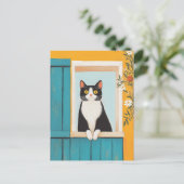 Carte Postale Charming Chat in Window (Debout devant)
