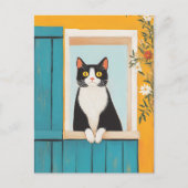 Carte Postale Charming Chat in Window (Devant)