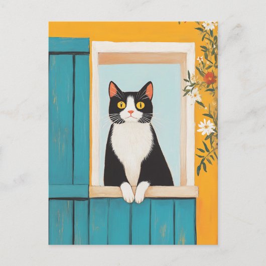 Carte Postale Charming Chat in Window (Devant)