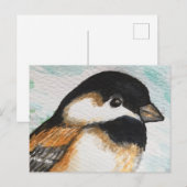 Carte Postale Charming Chickadee Bird Aquarelle mignonne Petite (Devant / Derrière)