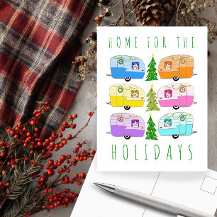 Carte Postale Charming Christmas Camper Vintage Trailer RV Xmas