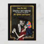 Carte Postale Charro Catrina Crânes de Sucre Noirs Économisez la (Devant)