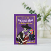 Carte Postale Charro Catrina Sugar Skulls Purple Enregistrer la  (Debout devant)